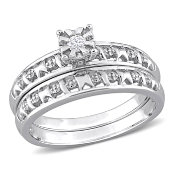 Diamond Bridal Set in Sterling Silver