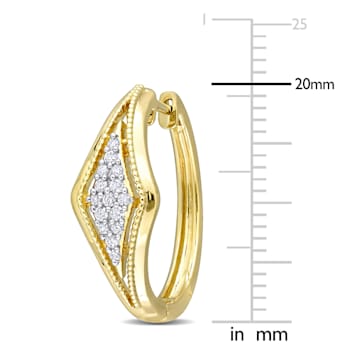 1/5 CT TW Diamond Pave Hoop Earrings in 10k Yellow Gold