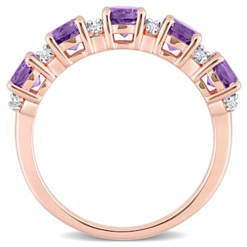 1 3/5 CT TGW African Amethyst and Topaz Semi-Eternity Ring in Rose
Plated Sterling Silver