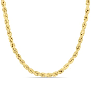24 Inch Rope Chain Necklace in 10k Yellow Gold (4 mm)