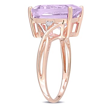 5 7/8 CTW Rose de France and White Topaz Cocktail Ring in Rose Plated
Sterling Silver