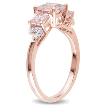 1 2/5 CT TGW Morganite and Diamond Accent 3-Stone Ring in 18K Rose Gold
Over Sterling Silver