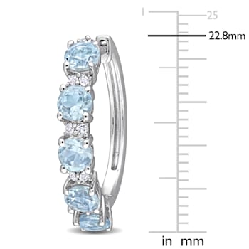 3 1/4 CT TGW Sky Blue Topaz and White Topaz Hoop Earrings in Sterling Silver
