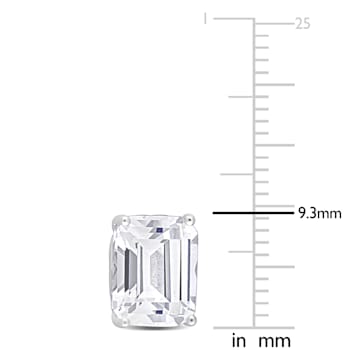 7 3/8 CT TGW Octagon Created White Sapphire Stud Earrings in Sterling Silver