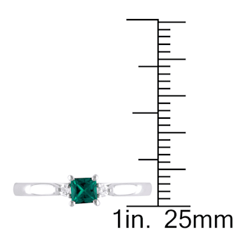 1/5 TGW Created Emerald and Diamond Accent Ring in Sterling Silver