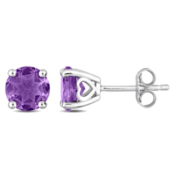 2 5/8 CT TGW Amethyst Stud Earrings in Sterling Silver