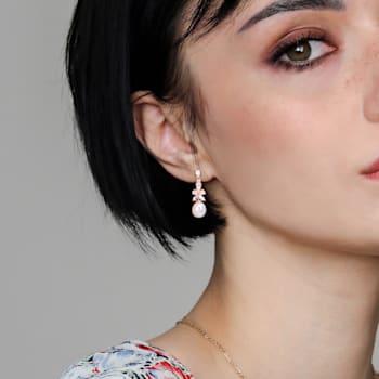 Morganite, Topaz, Aquamarine and 8.5-9MM Cultured Pearl Earrings in 18K
Rose Over Sterling Silver
