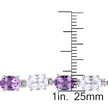 19 3/4 CT TGW Amethyst and Created White Sapphire Link Bracelet in
Sterling Silver
