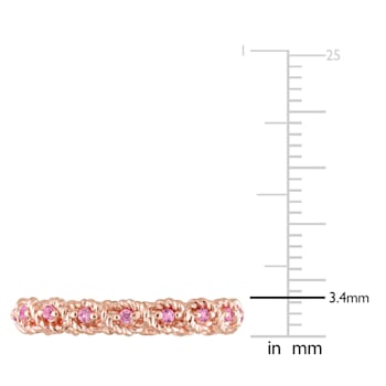 1/5 CT TGW Created Pink Sapphire Infinity Eternity Ring in 10K Rose Gold