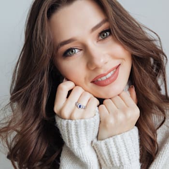 1 1/2 CT TGW Created Blue and White Sapphire Vintage Ring in Sterling Silver