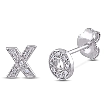 Diamond Hugs and Kisses Earrings in Sterling Silver