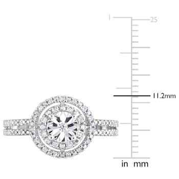 1/5 CT TW Diamond Halo Split Shank Engagement Ring in Sterling Silver