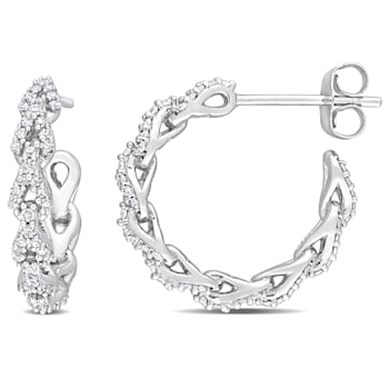 1/3 CT TW Diamond Hoop Earrings in 10k White Gold