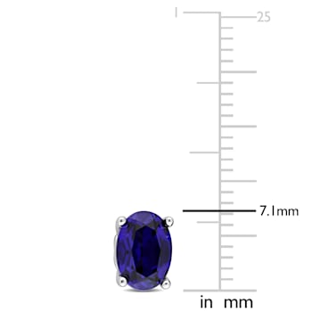 2 1/2 CT TGW Oval Created Blue Sapphire Stud Earrings in Sterling Silver