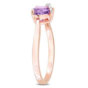 3/5 CT TGW Amethyst and Diamond Accent Heart Wrap Ring in Rose Plated
Sterling Silver