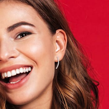 7/8 CT TW Diamond Curved Line Earrings in 14K White Gold