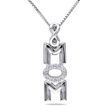 Diamond Infinity "Mom" Pendant with Chain in Sterling Silver