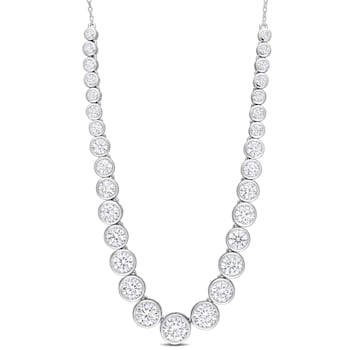 9 1/10 CT TGW Created Moissanite Graduated Necklace in Sterling Silver