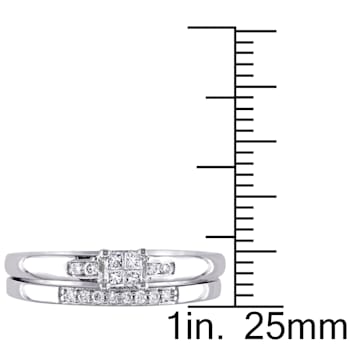 1/6 CT TW Princess Cut Diamond Quad Bridal Set in Sterling Silver