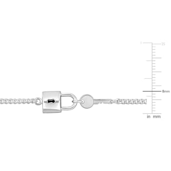 Lock and Key Curblink Chain Bracelet in Sterling Silver