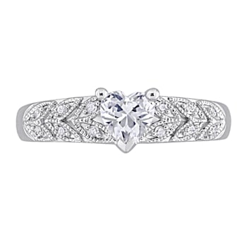3/5 CT TGW Created White Sapphire and Diamond Accent Vintage Ring in
Sterling Silver