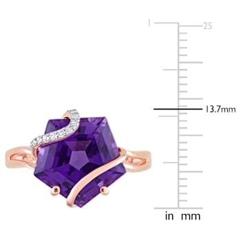 6 CT TGW Amethyst and Diamon Accent Wrapped Ring in Rose Plated Sterling Silver