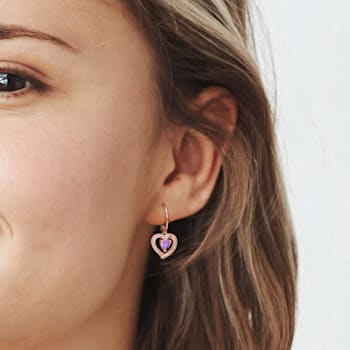 1 1/2 CT TGW Amethyst and White Topaz Heart Earrings in 18K Rose Gold
Over Sterling Silver