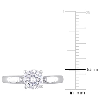 1 CT DEW Created Moissanite Solitaire Engagement Ring in Sterling Silver