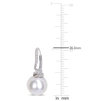 11-12 MM Freshwater Cultured Pearl and Diamond Accent Swirl Earrings in
Sterling Silver