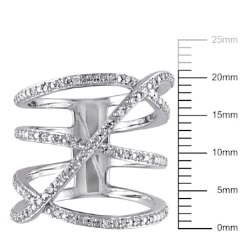 1/5 CT TW Diamond Crossover Ring in Sterling Silver