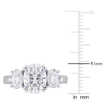 3 CT DEW Created Moissanite 3-Stone Engagement Ring in 10K White Gold