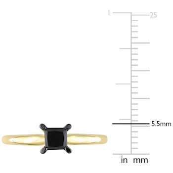 3/4 ct Black Diamond Solitaire Engagement Ring in 14K Yellow Gold