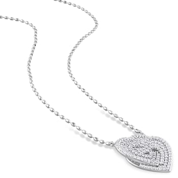 1 2/5 CT TGW Created White Sapphire Interlocking Hearts Pendant with
Chain in Sterling Silver
