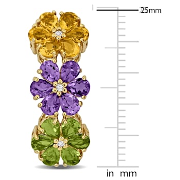 5 1/3 CTW Amethyst, Citrine, Peridot and Topaz Flower Drop Earrings in
Yellow Over Sterling Silver