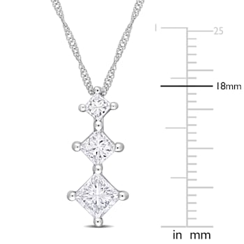 4/5 CT TW Diamond 3-Stone Drop Pendant with Chain in 14K White Gold