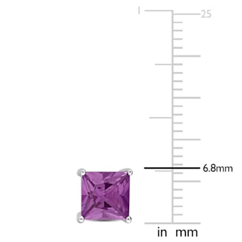 2 CT TGW Square Created Alexandrite Stud Earrings in Sterling Silver