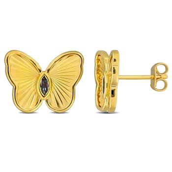 1/4 CT TGW Created Alexandrite Butterfly Stud Earrings in Yellow Plated
Sterling Silver