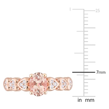 7/8 CTW Morganite and White Topaz Ring in Rose Gold Plated Sterling Silver