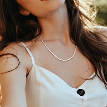 11 1/3 CT TGW Created White Sapphire Tennis Necklace in Sterling Silver