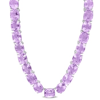 166 1/2 CT TGW Rose de France Tennis Necklace in Sterling Silver