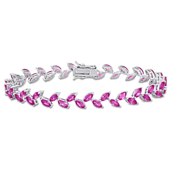 12 CT TGW Created Pink Sapphire Bracelet in Sterling Silver