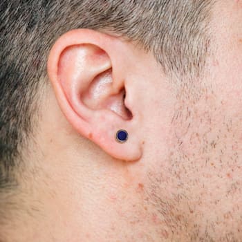 5/8ctw Lapis Stud Earrings in 18K Yellow Gold Over Sterling Silver