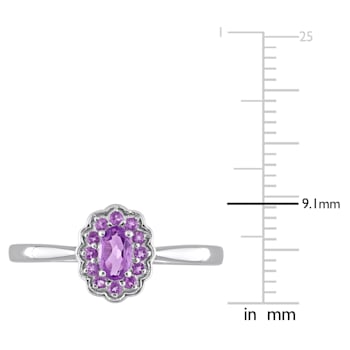 1/3 CT TGW Amethyst Halo Promise Ring in Sterling Silver