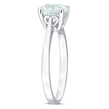 1 1/7 CT TGW Aquamarine Solitaire Ring in Sterling Silver