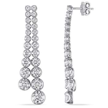 4 3/8 CT TW Lab-Grown Diamond Double Layer Drop Earrings in 18K White
Gold (IGI Certified)