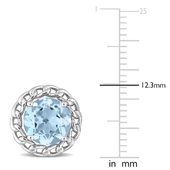 4 3/4 CT TGW Sky Blue Topaz Halo Earrings in Sterling Silver