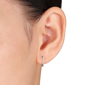 1/10 CT TW Diamond Hoop Earrings in 10k White Gold