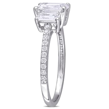 1-3/4 CT DEW Created Moissanite 3-Stone Engagement Ring in 10K White Gold