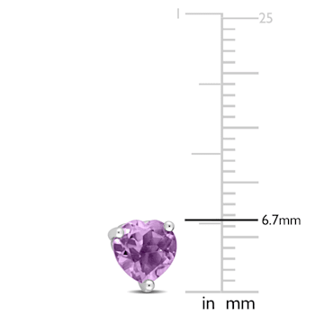 1 1/10 CT TGW Heart Shape Amethyst Stud Earrings in Sterling Silver