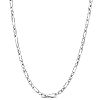 3MM Diamond Cut Figaro Chain Necklace in Sterling Silver